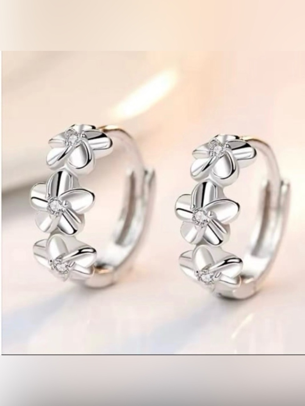 Hawaiian Plumeria Fower Huggie Hoop Earrings crafted in 925 Sterling Silver NEW